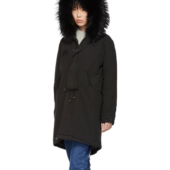 LIKE NEW Mr & Mrs Italy Black Long Fur Army Parka - Picture 4 of 12